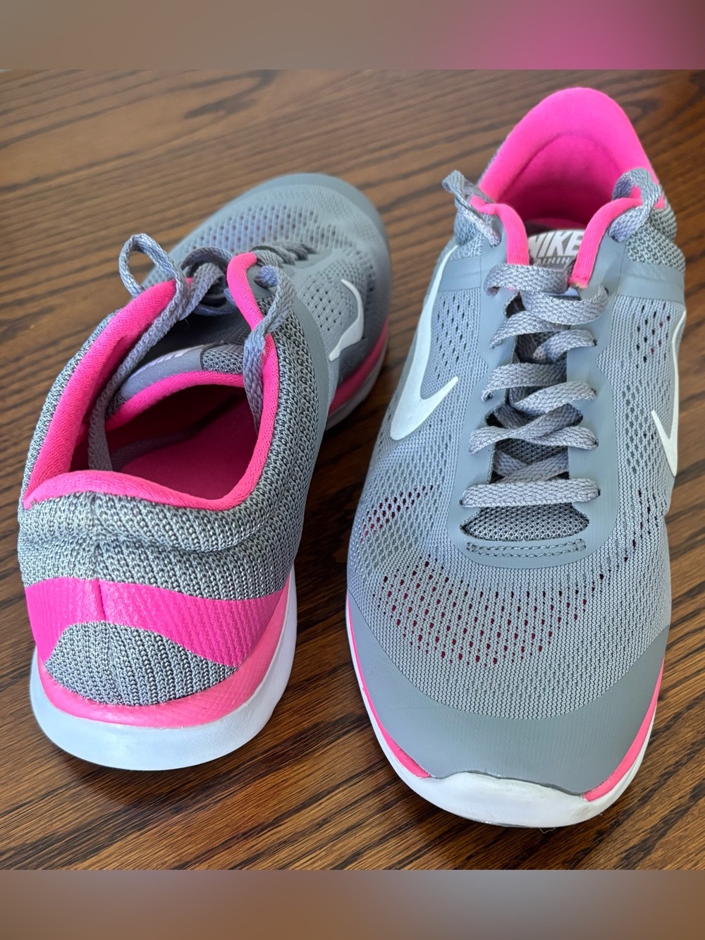 Nike Women's Gray and Hot Pink Athletic Running Sneakers